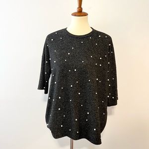 Zara Pearl Short Sleeve Lightweight Sweater Top